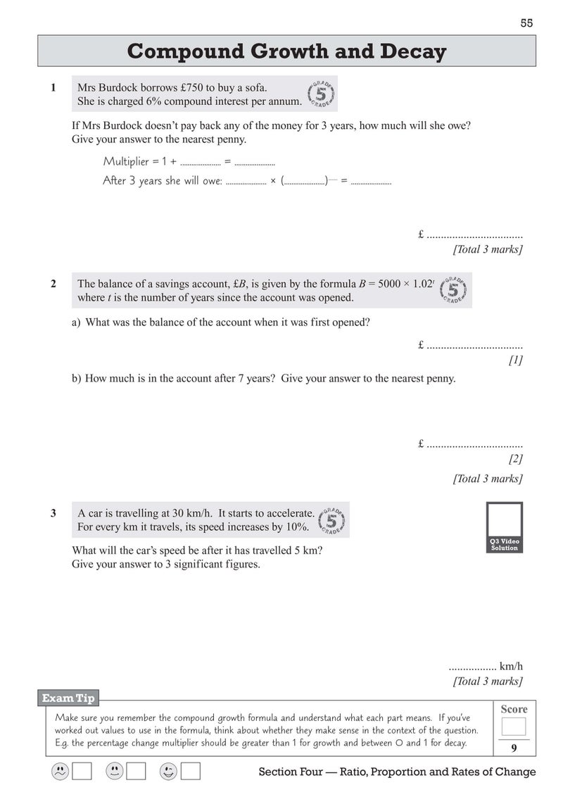 GCSE Maths OCR Exam Practice Workbook: Foundation - includes Video Solutions and Answers