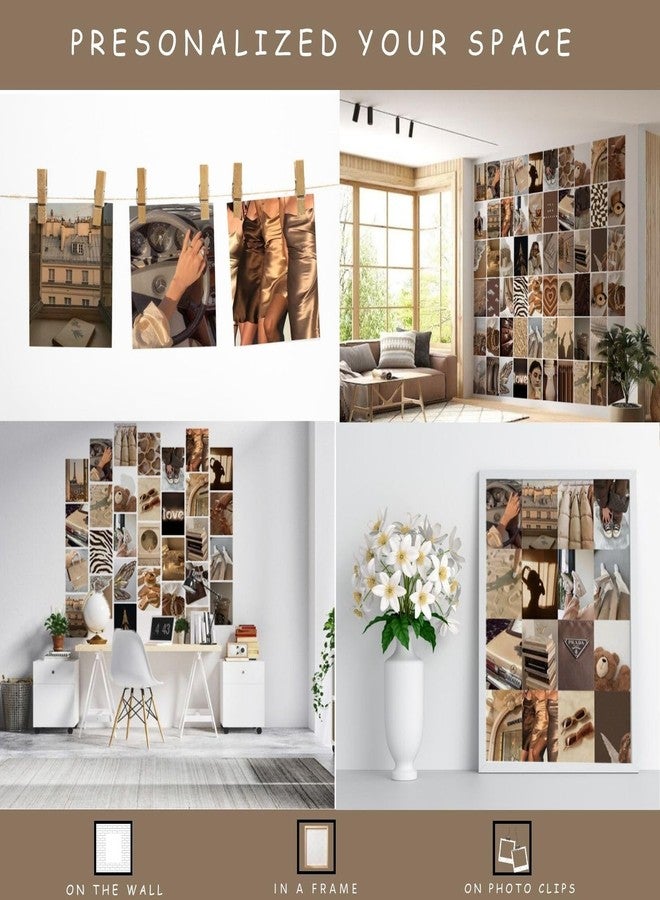 Kitty Cat® - Brown Aesthetic Wall Collage Kit for Room Decor || Set of 60 Aesthetic Posters | 300 GSM Water Resistant Paper | Size 4x6 Inch | Comes With Double Sided Tape (60) - Image 3