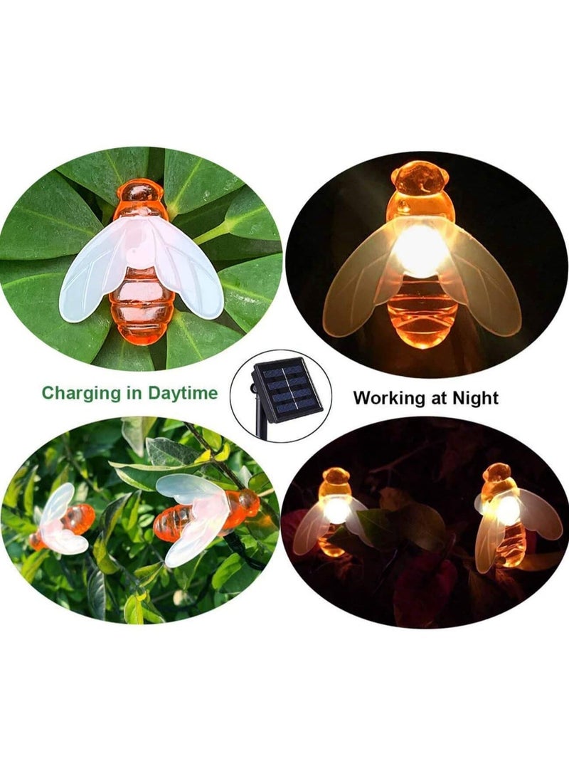 Solar String Lights 20LED Outdoor Waterproof Simulation Honey Bees Decor for Garden Xmas Decorations Warm White - Image 3