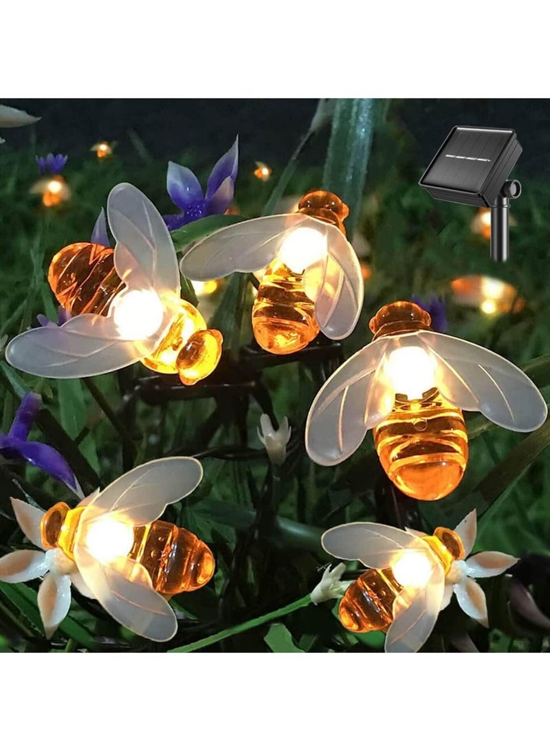 Solar String Lights 20LED Outdoor Waterproof Simulation Honey Bees Decor for Garden Xmas Decorations Warm White - Image 1