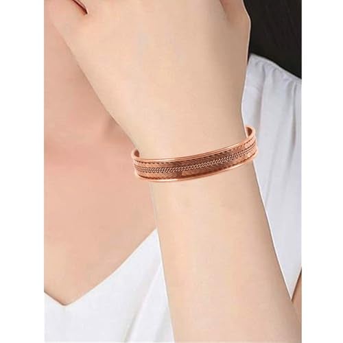 Touchstone Copper magnetic bracelet Tibetan style. Hand forged with solid and high gauge pure copper. Delicate brass inlay. - Image 2