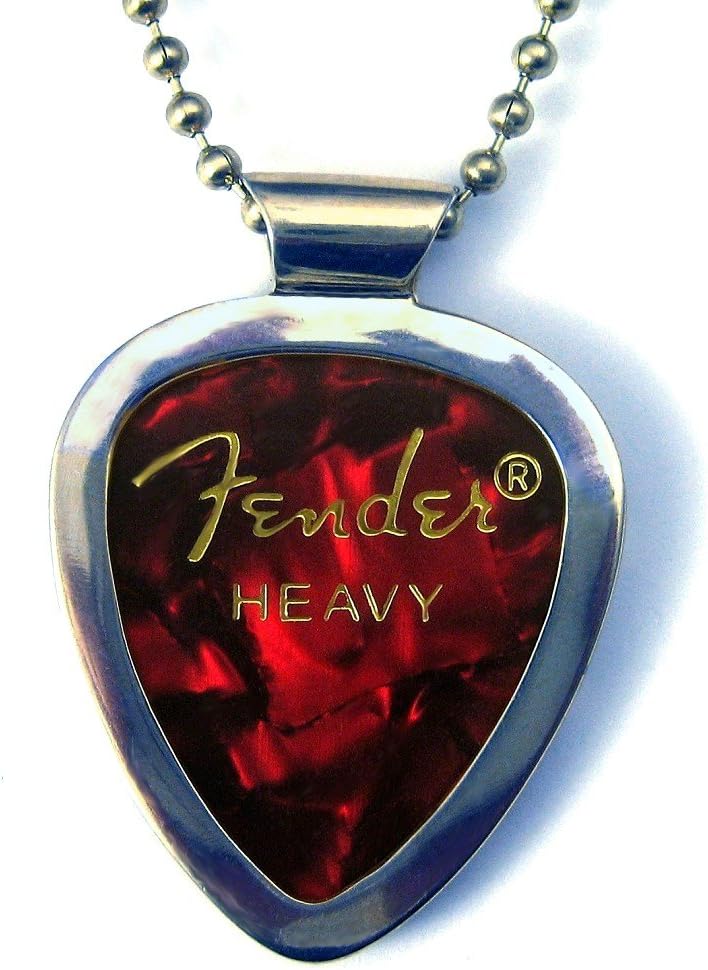 PickBay Guitar Pick Holder Pendant Necklace (CHROME Stainless Steel) & FENDER Guitar Pick Set (Authentic & Original) - Image 5
