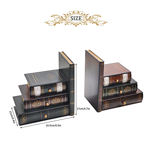 POWER UNICO FLOWER Bookends Vintage Decorative Book Organizer Wooden False Book Shelf Tidy Bookends for Office, Library or Study (311) - Image 2