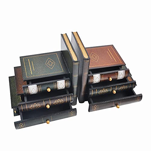 POWER UNICO FLOWER Bookends Vintage Decorative Book Organizer Wooden False Book Shelf Tidy Bookends for Office, Library or Study (311) - Image 3