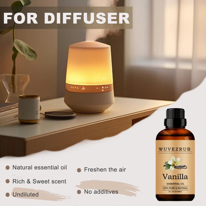 Wuvezrub Vanilla Essential Oils, 30ML Pure and Natural Essential Oil for Aromatherapy Diffuser - Vanilla /1 Fl Oz - Image 5