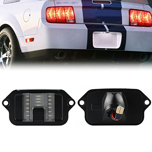 znakeauto Full LED License Plate Light Tag Lamp Housing Assembly Replacement Waterproof For 2005 2006 2007 2008 2009 Ford Mustang - 6000K Diamond White, 1-Piece - Image 1