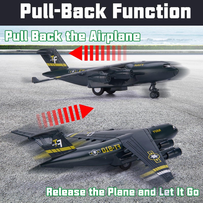 Crelloci 5 Pack Army Navy Airplane Toys Set with Light & Sounds, Military Fighter Jet Die Cast Plane Metal Aircraft Toy, Pull Back Aircraft Gift for Kids Toddlers Boys Girls Ages 3+ - Image 4