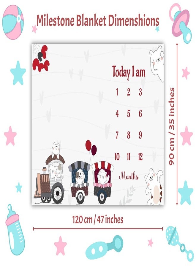 Hoolloomooloo Combo of 2 Baby Monthly Milestone Blankets – Soft Cartoon Themes for Boys & Girls – Ideal for Monthly Baby Photoshoots & Memorable Growth Tracking Moments - Image 3