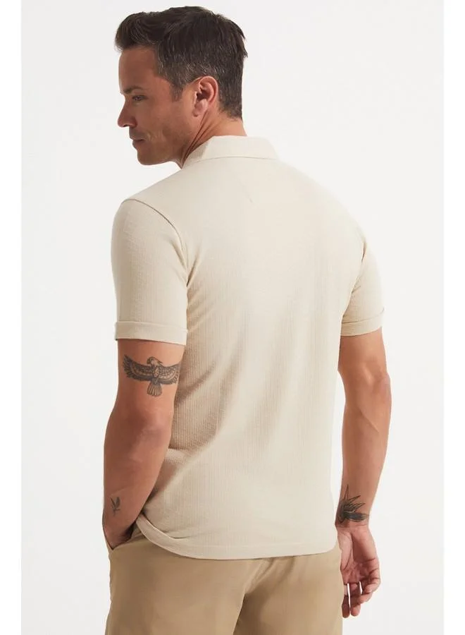 JUNE June Men's Textured Zipper Collar Tshirt