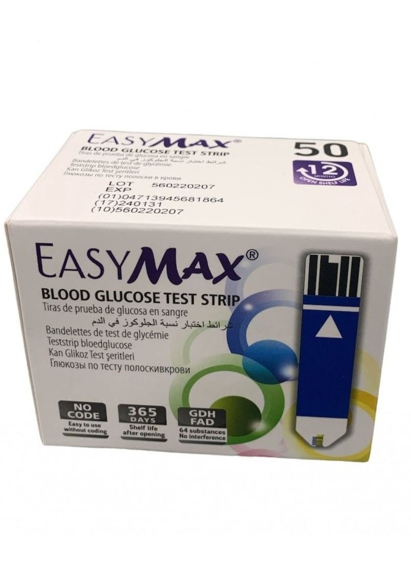 Easy Max - 50-Piece Blood Glucose Test Strips - Image 1