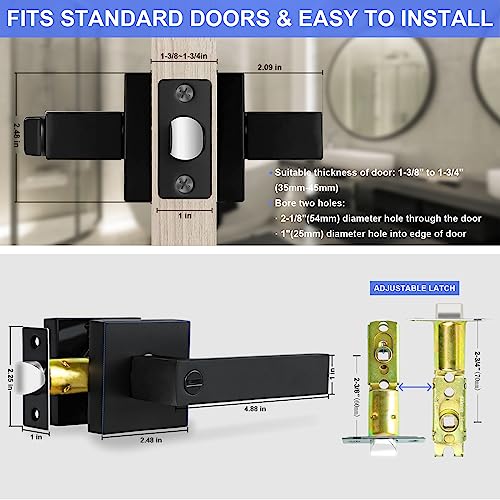 RAZCC Privacy Door Levers, 6 Pack Matte Black Door Handles, Bed and Bath Door Locksets Heavy Duty Keyless Interior Handles, Reversible for Left Right Handed Doors - Image 4