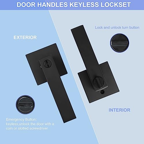 RAZCC Privacy Door Levers, 6 Pack Matte Black Door Handles, Bed and Bath Door Locksets Heavy Duty Keyless Interior Handles, Reversible for Left Right Handed Doors - Image 5