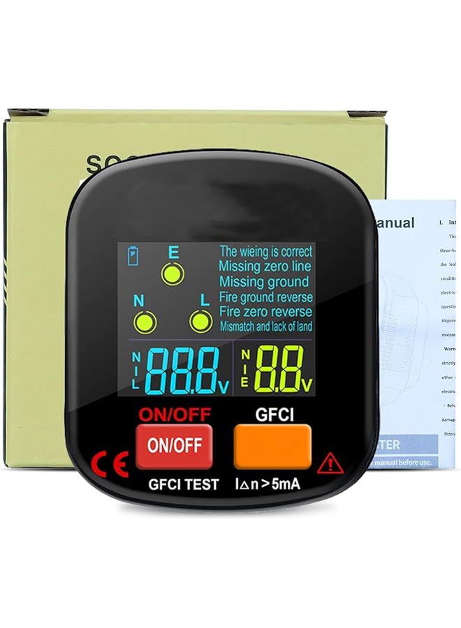 Excefore 90-130V Gfci Outlet Tester, Electrical Socket Tester, 3 Prong Receptacle Tester, Standard Electrical Socket Tester With Voltage Display, For Detecting Common Faults Of Wiring Problems - Image 4