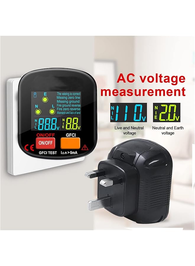 Excefore 90-130V Gfci Outlet Tester, Electrical Socket Tester, 3 Prong Receptacle Tester, Standard Electrical Socket Tester With Voltage Display, For Detecting Common Faults Of Wiring Problems - Image 2