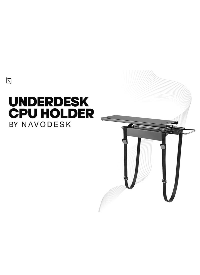 NAVODESK - Navodesk Stap-on Under Desk CPU Holder, CPU Mount, PC Holder with Sliding Track - Image 1