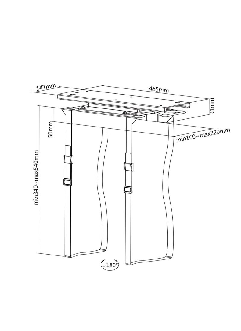 NAVODESK - Navodesk Stap-on Under Desk CPU Holder, CPU Mount, PC Holder with Sliding Track - Image 1