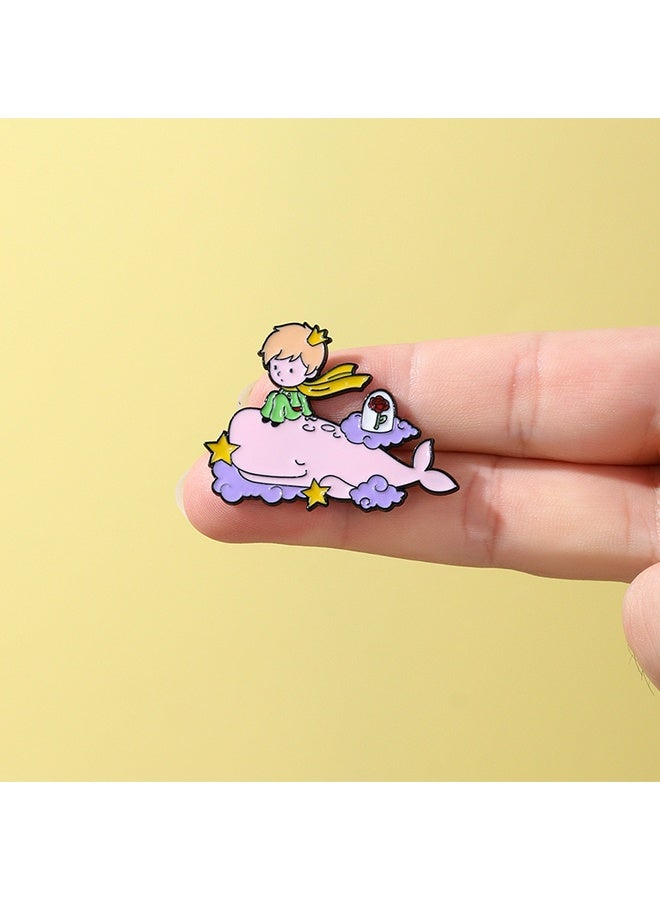 Wffo 4PCS Little Prince Series Brooches - Star Brooch - Paper Plane Brooch - Whale Brooch - Cartoon Character Brooch - Enamel Pin Badge - Suitable for Sweaters, Shirts, Jackets, Backpack Decoration, DIY Crafts - Suitable for Everyone - Image 4