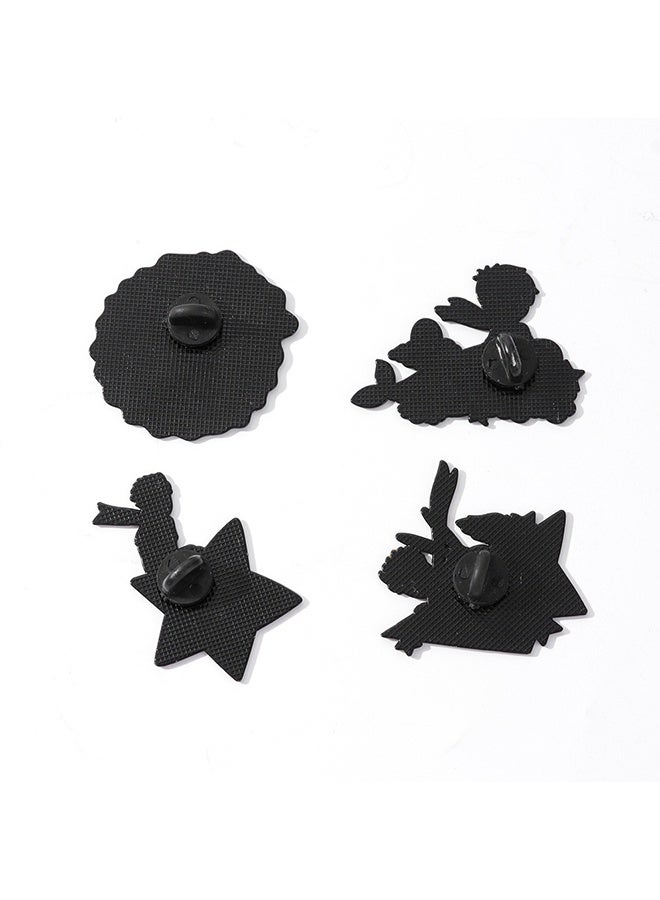Wffo 4PCS Little Prince Series Brooches - Star Brooch - Paper Plane Brooch - Whale Brooch - Cartoon Character Brooch - Enamel Pin Badge - Suitable for Sweaters, Shirts, Jackets, Backpack Decoration, DIY Crafts - Suitable for Everyone - Image 3
