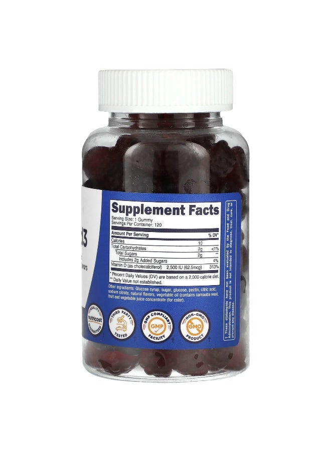 Nutricost نوتريكوست، للأطفال، فيتامين د3، أعمار 4 سنوات فما فوق، توت مختلط، 62.5 ميكروغرام (2,500 وحدة دولية)، 120 جيمي - Image 2