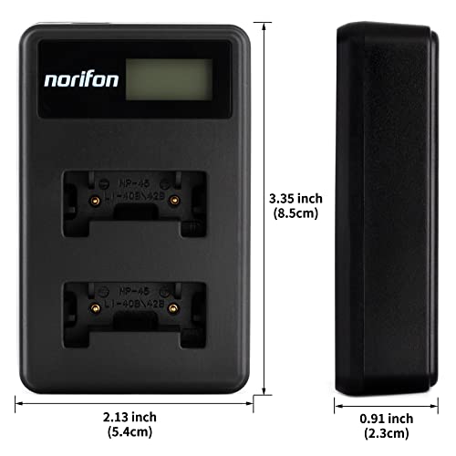 Norifon NP-45 Dual Channel LCD USB Charger for Fujifilm FinePix JX250, JX400, J38, J10, J20, JX520, JX580, JX300, JX680, JX370, JV200, JV100, JZ250, JZ100, JZ300, T200, T350 Camera and More - Image 3