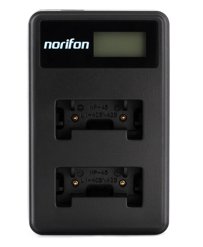 Norifon NP-45 Dual Channel LCD USB Charger for Fujifilm FinePix JX250, JX400, J38, J10, J20, JX520, JX580, JX300, JX680, JX370, JV200, JV100, JZ250, JZ100, JZ300, T200, T350 Camera and More - Image 1