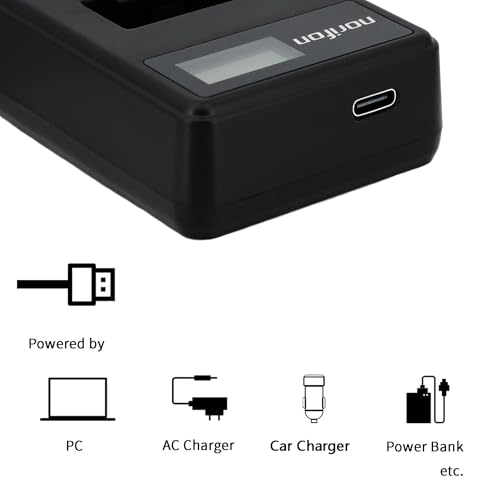 Norifon NP-45 Dual Channel LCD USB Charger for Fujifilm FinePix JX250, JX400, J38, J10, J20, JX520, JX580, JX300, JX680, JX370, JV200, JV100, JZ250, JZ100, JZ300, T200, T350 Camera and More - Image 2