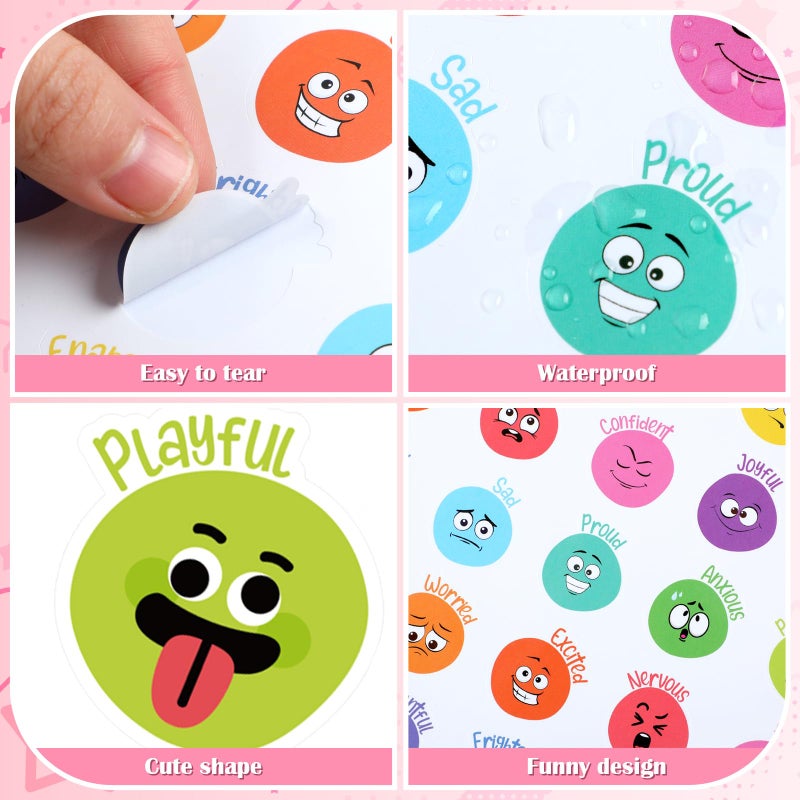 Eersida 800 Pieces Face Emotion Feelings Stickers for Kids 1.4 Inch Funny Mood Incentive Stickers Bulk Reward Decal Behavior Chart Emotional Support Teacher Classroom Supply for Home School(Colorful) - Image 3