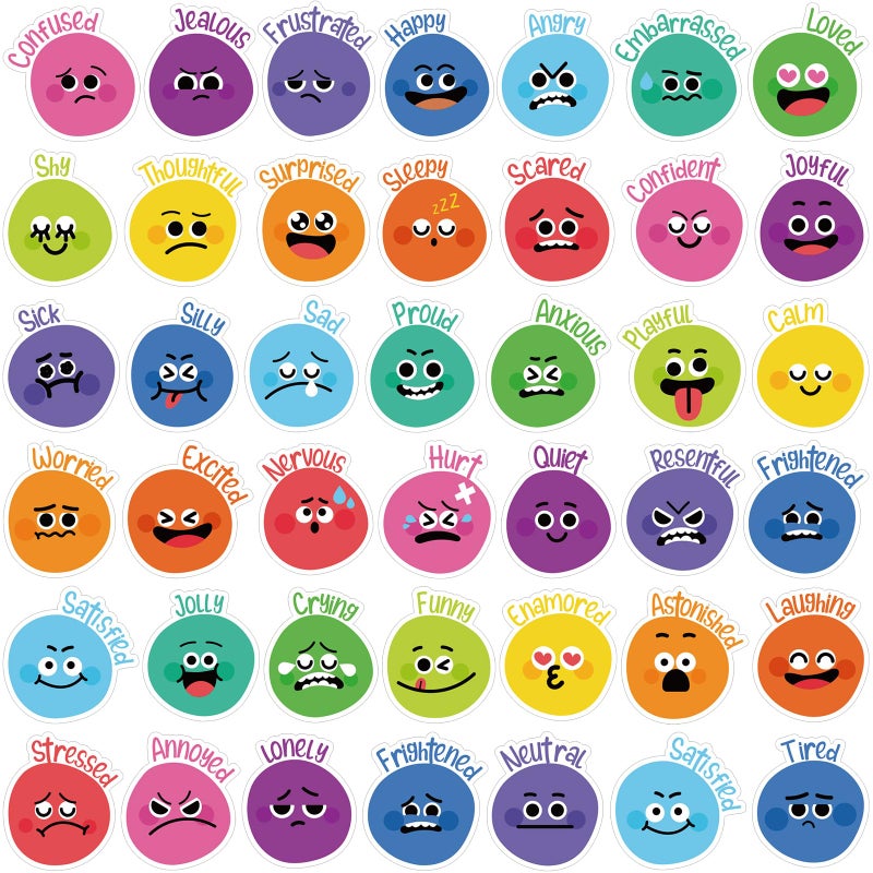 Eersida 800 Pieces Face Emotion Feelings Stickers for Kids 1.4 Inch Funny Mood Incentive Stickers Bulk Reward Decal Behavior Chart Emotional Support Teacher Classroom Supply for Home School(Colorful) - Image 1