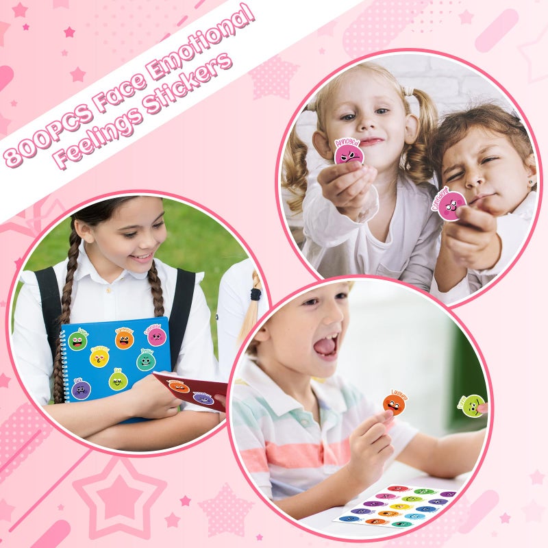 Eersida 800 Pieces Face Emotion Feelings Stickers for Kids 1.4 Inch Funny Mood Incentive Stickers Bulk Reward Decal Behavior Chart Emotional Support Teacher Classroom Supply for Home School(Colorful) - Image 5