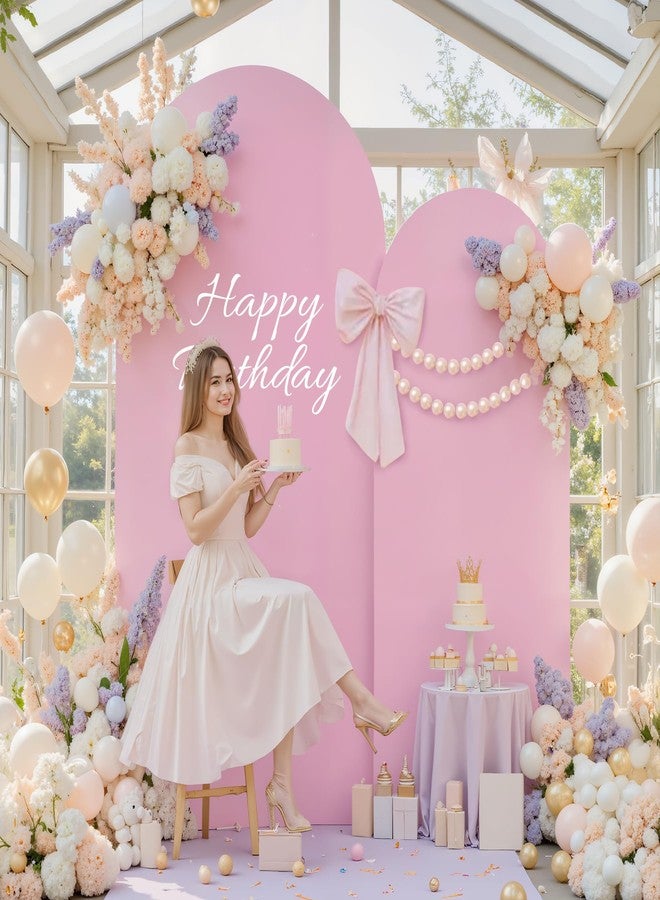 Suppromo White Pink Arch Cover Set of 2-7.2 and 6ft Arch Backdrop Cover Spandex Wedding Arch Stand Covers for Bridal Shower Baby Shower Girls Birthday Party Banquet Photo Arch Covers Stretchy Backdrop - Image 3