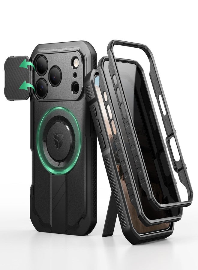 Dexnor for iPhone 17 Pro Case with Privacy Screen Protector, [2 Front Frame & Built-in Flip Camera Cover & Kickstand], Compatible with MagSafe, Heavy-Duty Rugged Shockproof Case, 6.3 inch Black - Image 1