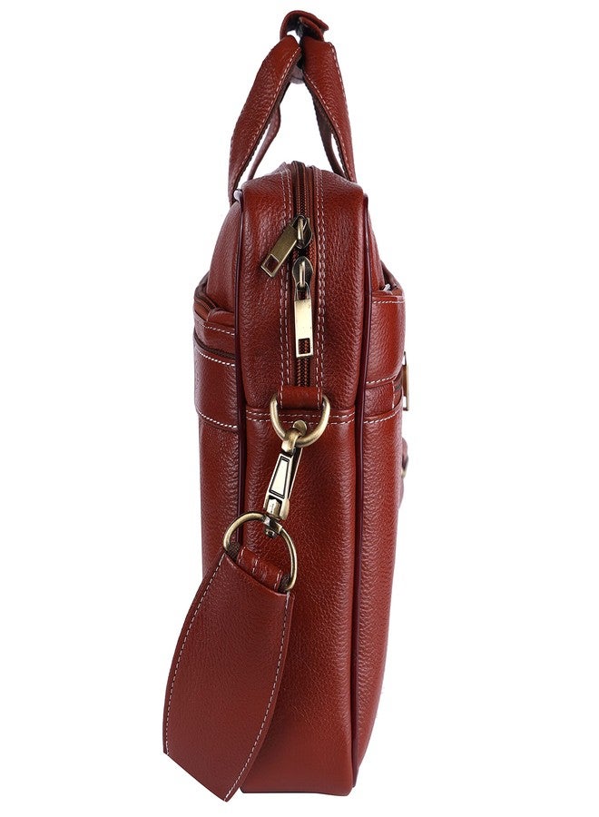 TAURUS Stylish Brown Genuine Leather Laptop Messenger Bag For Office|Business|Travel (TAN) - Image 3