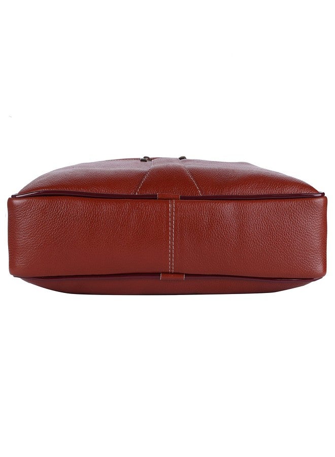TAURUS Stylish Brown Genuine Leather Laptop Messenger Bag For Office|Business|Travel (TAN) - Image 4