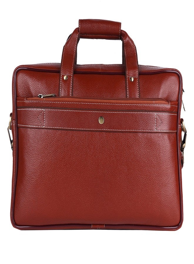 TAURUS Stylish Brown Genuine Leather Laptop Messenger Bag For Office|Business|Travel (TAN) - Image 2