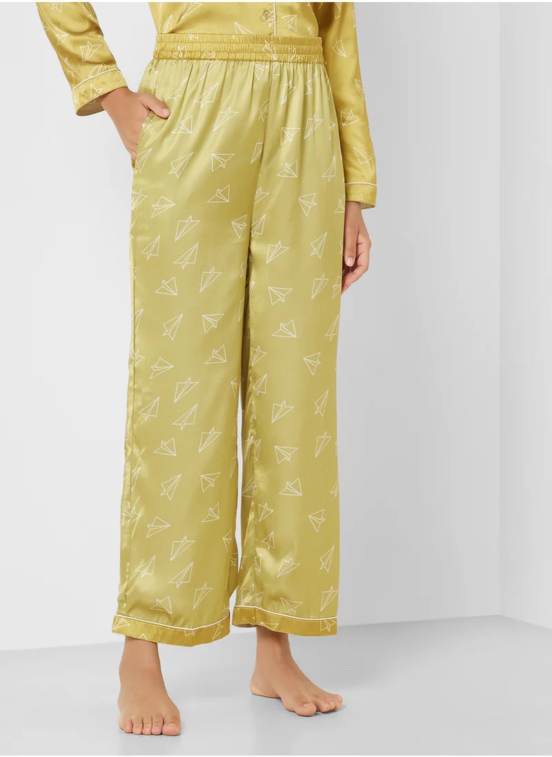Ginger Satin Printed Shirt & Pjama Set