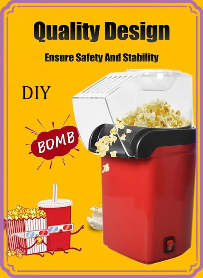 APEX Hot Air Popcorn Machine 1200w, Quick To Complete Healthy Food In 2-3 Minutes 1.8 L 1200 W  Red - Image 1