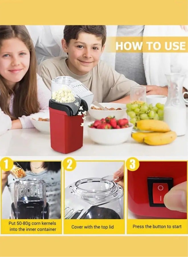 APEX Hot Air Popcorn Machine 1200w, Quick To Complete Healthy Food In 2-3 Minutes 1.8 L 1200 W  Red - Image 2