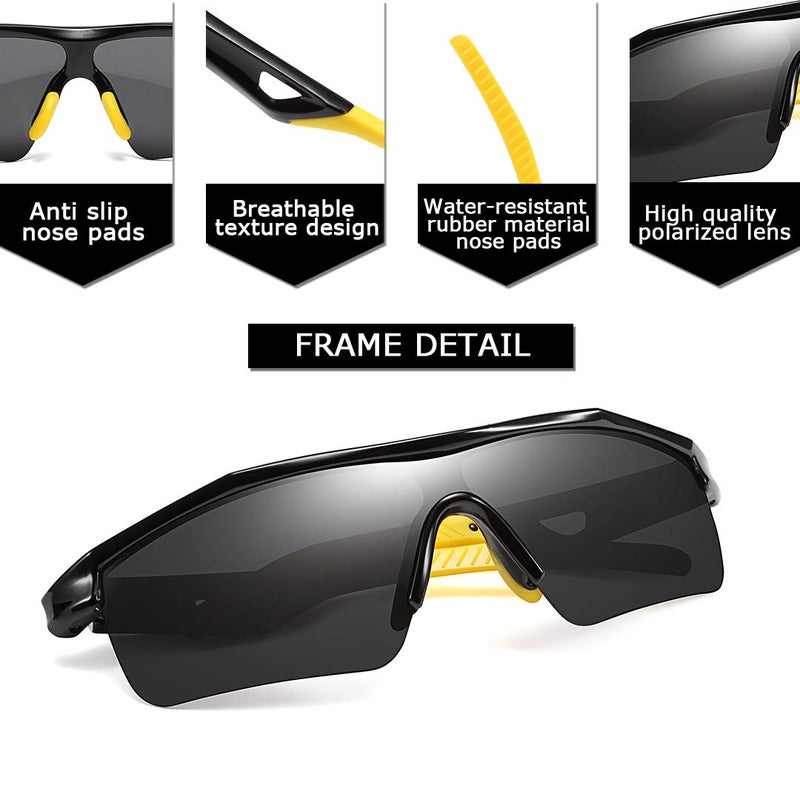 FEISEDY Kids Teens Baseball Polarized Sunglasses Sports TR90 Frame Boys Girls Cycling B2454 Black/Grey - Image 2
