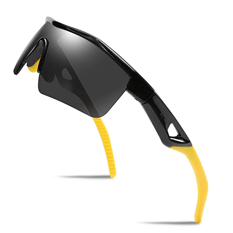 FEISEDY Kids Teens Baseball Polarized Sunglasses Sports TR90 Frame Boys Girls Cycling B2454 Black/Grey - Image 1