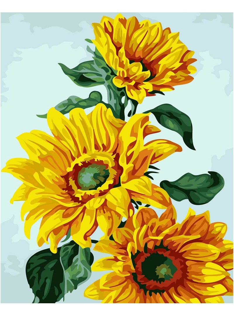 KASTWAVE Paint by Numbers for Adults Beginner Kids DIY Adult Number Kits on Canvas Flowers Acrylic Painting with 3 Brushes Easy Crafts Hobby Oil Kit-Sunflower No Framed - Image 1