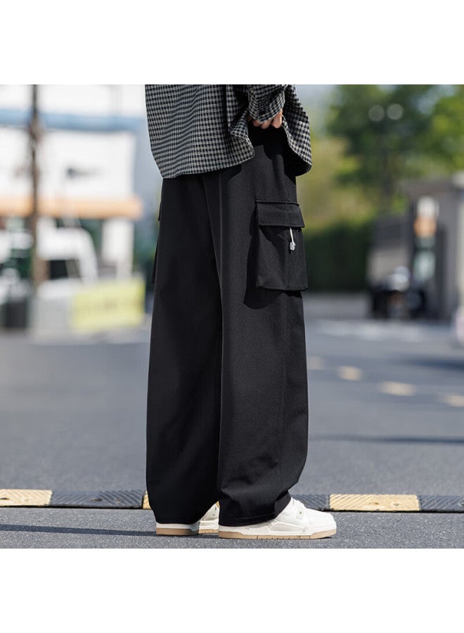 Swamp Area Loose Straight-leg Men's Cargo Pants Spring Autumn Casual Sports Trousers Ks225 Black 3XL - Image 3
