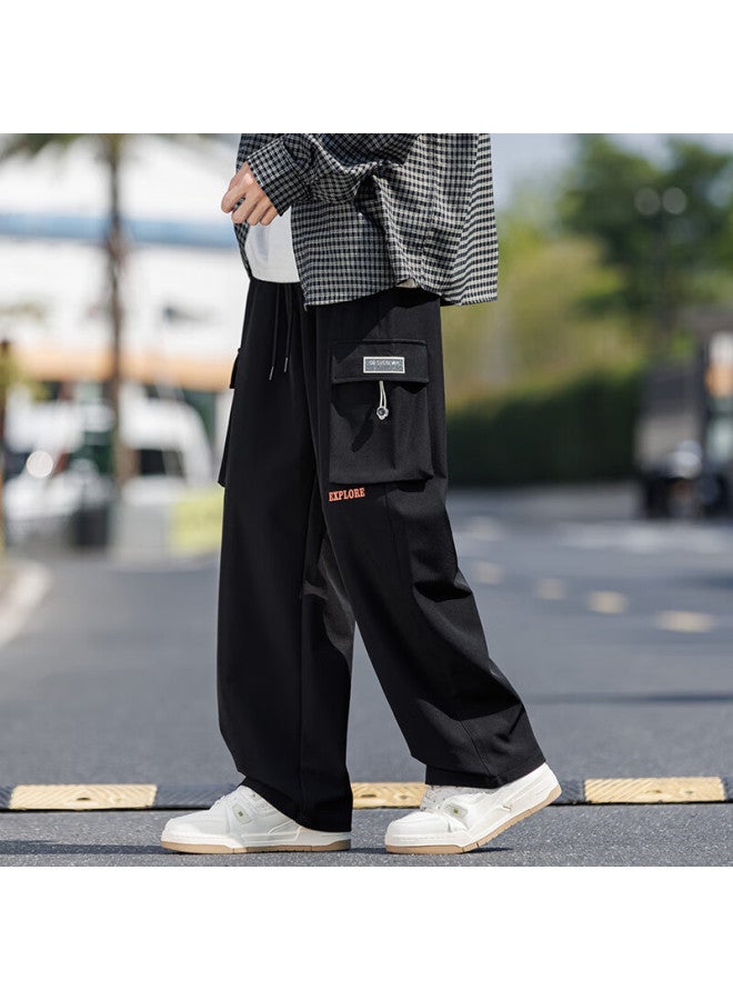 Swamp Area Loose Straight-leg Men's Cargo Pants Spring Autumn Casual Sports Trousers Ks225 Black 3XL - Image 2