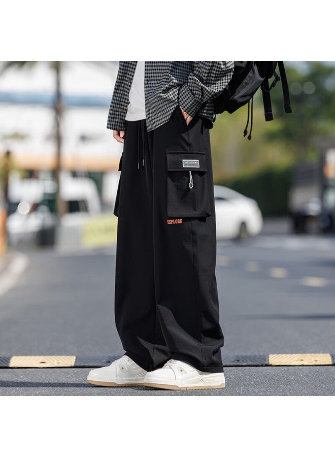 Swamp Area Loose Straight-leg Men's Cargo Pants Spring Autumn Casual Sports Trousers Ks225 Black 3XL - Image 4