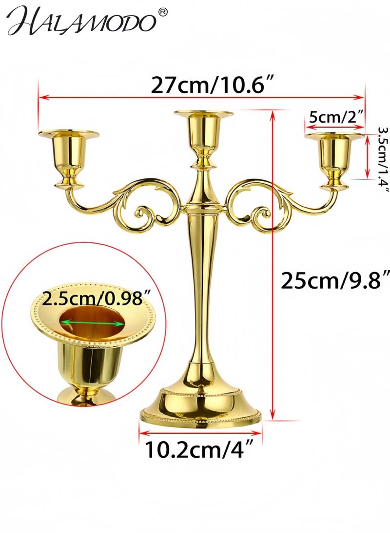 HALAMODO 3 Candle Metal Candelabra, Candlesticks Holder for Formal Events, Wedding, Church, Holiday Decor, Taper Candle Holder Stand Centerpiece Elegant Decoration Piece for Table - Image 5
