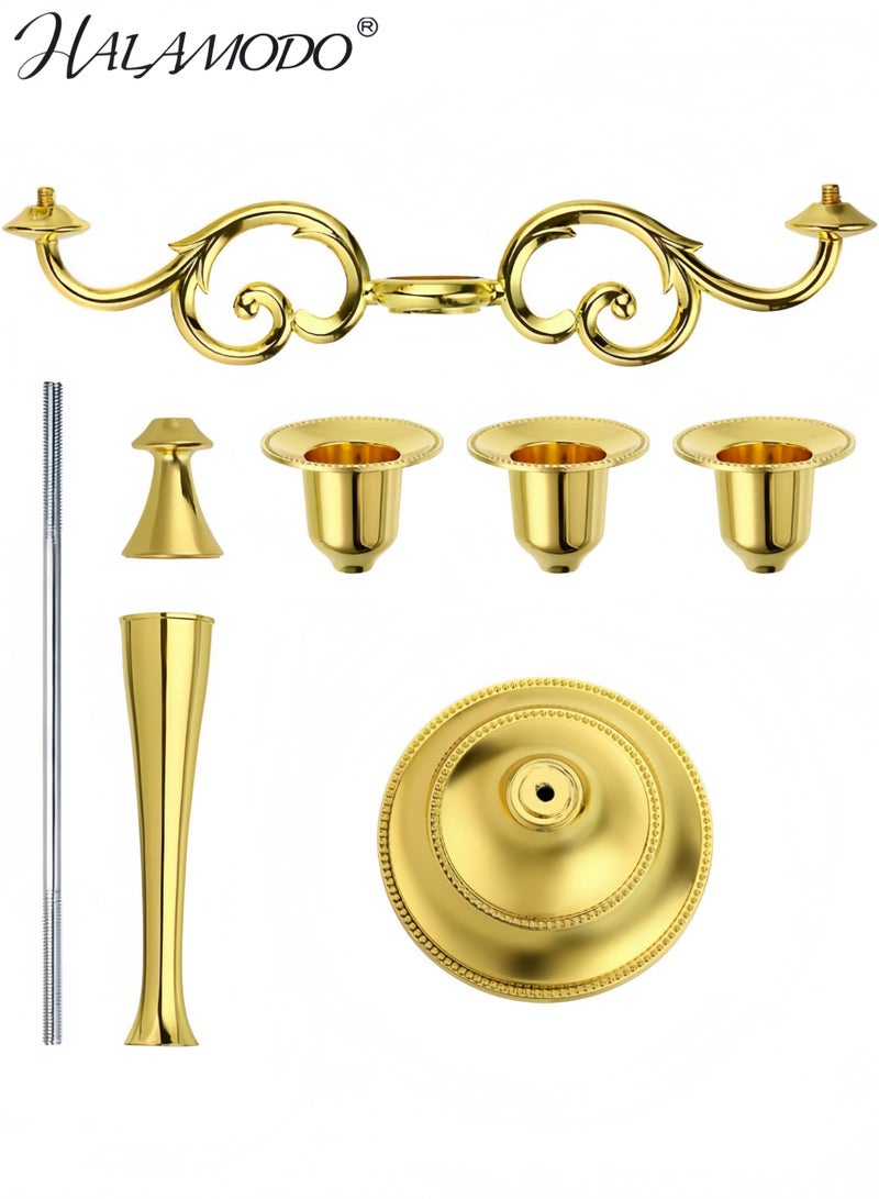 HALAMODO 3 Candle Metal Candelabra, Candlesticks Holder for Formal Events, Wedding, Church, Holiday Decor, Taper Candle Holder Stand Centerpiece Elegant Decoration Piece for Table - Image 4