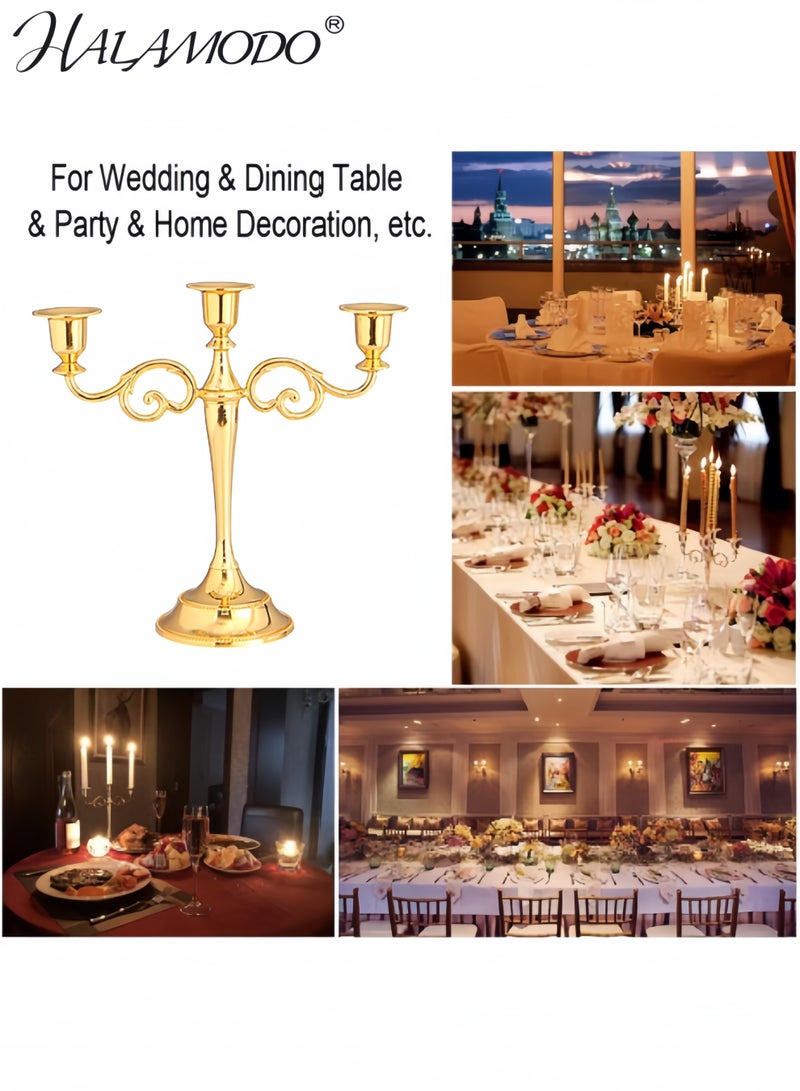 HALAMODO 3 Candle Metal Candelabra, Candlesticks Holder for Formal Events, Wedding, Church, Holiday Decor, Taper Candle Holder Stand Centerpiece Elegant Decoration Piece for Table - Image 3