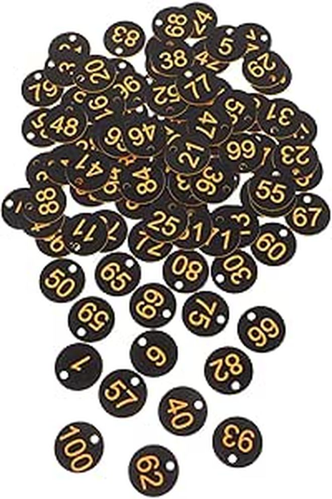 100 Numbered Plastic Key Tags With Holes For Lockers And Restaurant Tables - Image 1