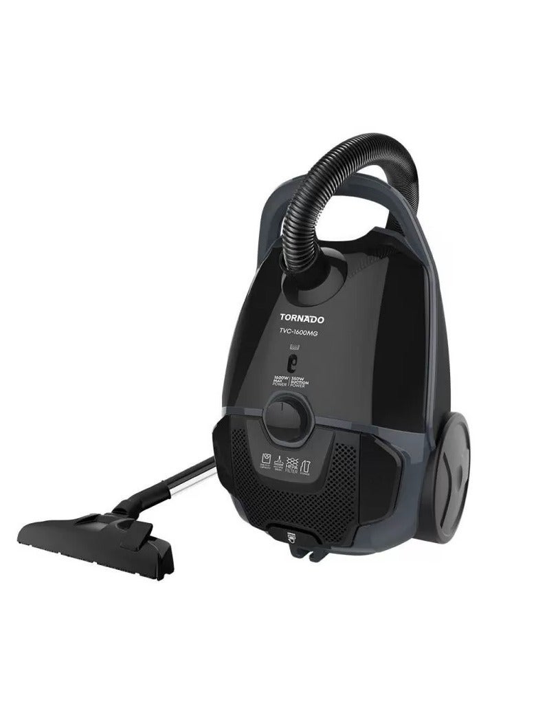 تورنيدو مكنسة كهربائية 1600 وات فلتر هيبا أسود × رمادي TVC-1600MG