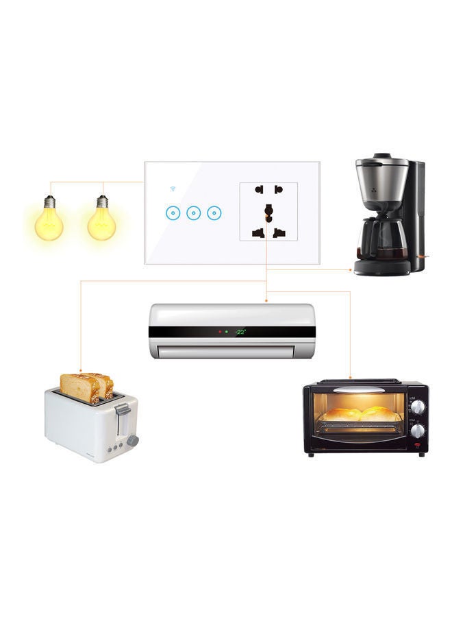 NIBEMINENT 95-250V Wi-Fi Smart Wall Outlet with 1 Gang Touch Light Switch White 15.20 x 4.50 9.20cm - Image 2