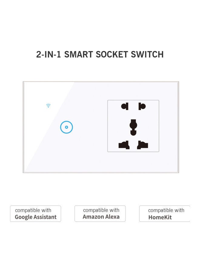 NIBEMINENT 95-250V Wi-Fi Smart Wall Outlet with 1 Gang Touch Light Switch White 15.20 x 4.50 9.20cm - Image 3